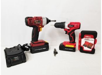 Chicago Electric 18v Cordless Hex Impact Driver & Hyper Tough Cordless Drill