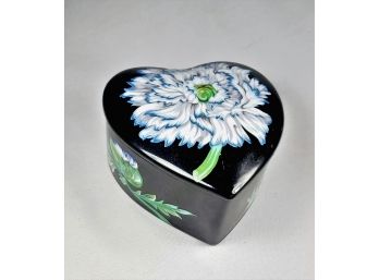 Tiffany-- Artist Signed Porcelain Heart Shaped Jewelry Box