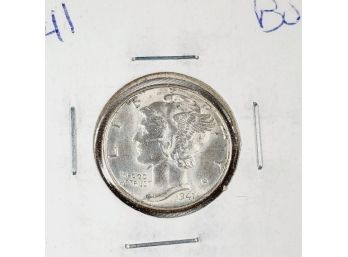 1941 Brilliant Uncirculated Mercury Dime (80 Years Old And Perfect)