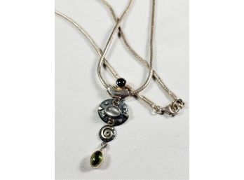 Sterling Silver Multi Stone Vintage Necklace & Pendant