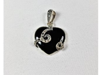 Vintage Sterling Black Heart Pendant