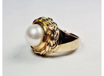 Gold Over Sterling Silver Authentic  Pearl Ring