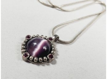 Purple Tigers Eye Pendant And Necklace