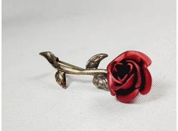 Vintage Sterling Silver Rose Pin