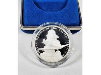 $50 Battle Of Britain Silver Commemorative Coin With Box And Papers 0ne Troy Oz .999