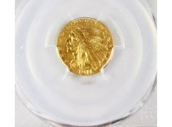 1911 PCGS Graded AU 58  $2.50  GOLD Piece Slabbed Coin