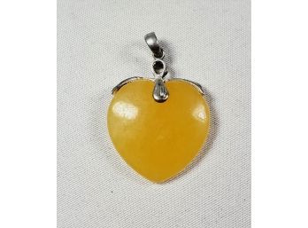 Yellow Stone Sterling Silver Heart Pendant