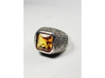 Vintage Sterling Silver Orange Stone Ring