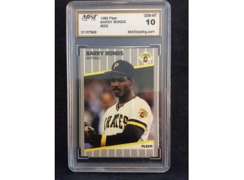 1989 Fleer Barry Bonds Graded Card Gem Mint 10