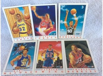 1991 Fleer NBA Basketball 6 Card Insert Lot With Michael Jordan