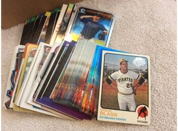 Box Filled With Assorted Baseball Cards With Several Topps Buybacks