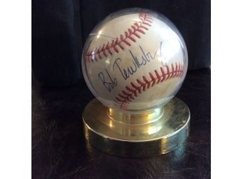 Bob Tewksbury Autograped Baseball In Display Case