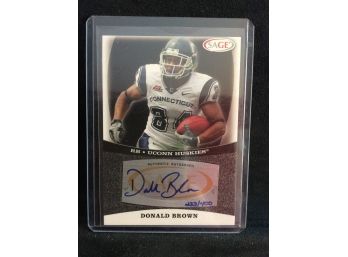 2009 Sage Donald Brown UCONN Huskies Autographed Football Card 233/400