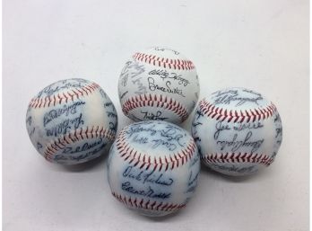 4 Facsimile Autographed Baseballs Yankees, Mets, Tigers And Cardinals