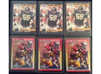 Lot Of 6 Junior Seau Rookie NFL Football Cards