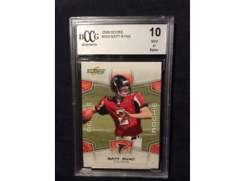 2008 Score Matt Ryan BCCG Graded 19 Football Card