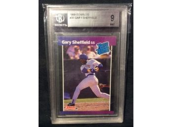 1989 Donruss Gary Sheffield Rated Rookie Beckett Graded 9 Baseball Card