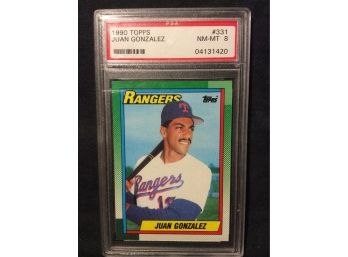 1990 Topps Juan Gonzalez PSA 8 Graded Card