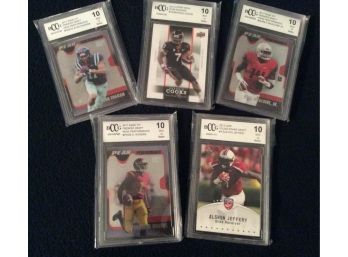 Lot Of 5 NFL Football Graded Cards, All Graded 10 Mint