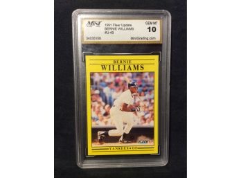 1991 Fleer Update Bernie Williams Graded Mint 10 Rookie Card