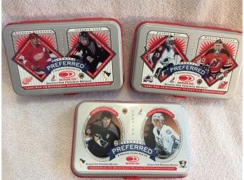 Lot Of 3 - 1997-97 Donruss Preferred NHL Trading Card Tins With 15 Cards