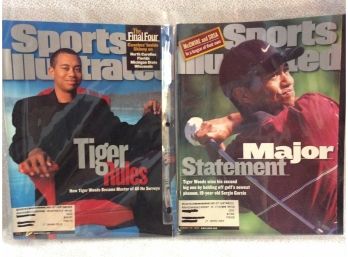 Pair Of Sports Illustrated Magazines With Tiger Woods On The Covers