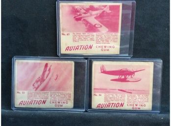 Lot Of 3 - 1940s Aviation Trading Cards