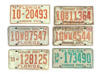 Set Of 6 Vintage Florida License Plates