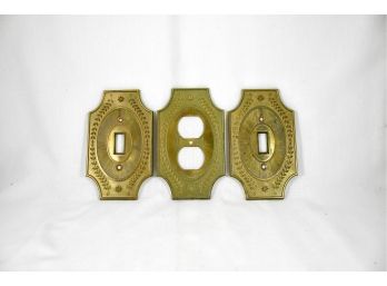 Vintage Gold Finish Switch Plates  - Two Sets Of Three