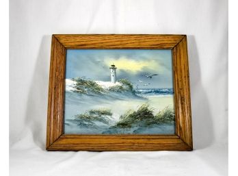 Small Seascape Painting On Canvas - Signed R. Tomson