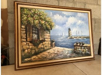 'JAN 1999' Signed Lighthouse Painting - Unknown Signature