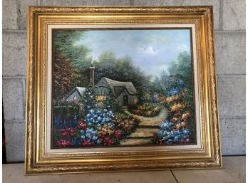 Signed Floral Painting In Beautiful Frame