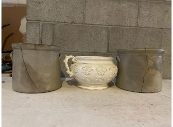 Group Of 3 Stoneware Pots