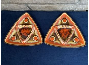 Collection Of Vintage Treasure Craft MCM Triangle Ashtrays