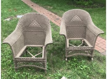 Two Wicker Chairs - One Is A Rocker