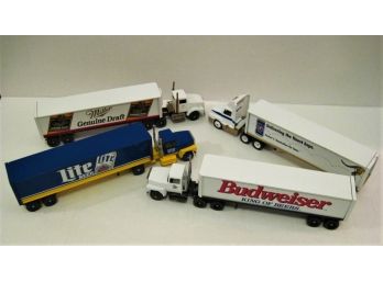 Winross Beer Series Lot Of 4 Diecast  Tractor Trailers Budweiser Miller Lite Fosters