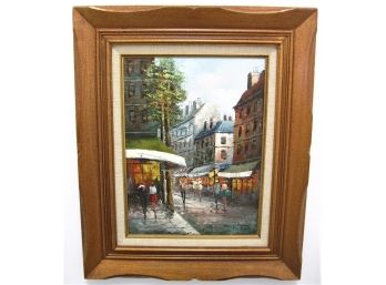 Listed Artist Henry Rogers French Impressionist  Street Scene Oil Painting