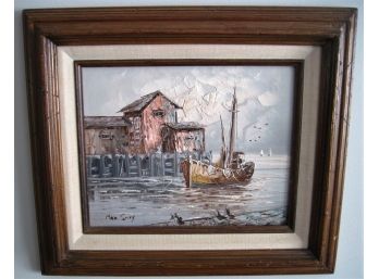 Listed Artist Max Savy Impressionist Harbor Scene Painting