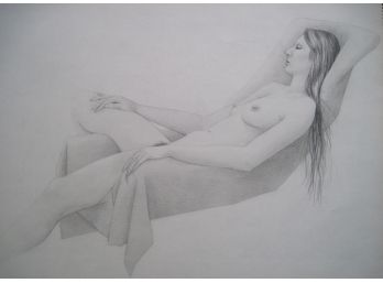 Full Body Reclining  Female Nude 'SARAH' Graphite Drawing 18x24'