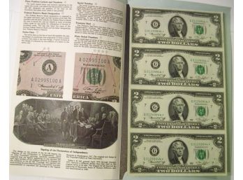 1976 4 BILL- UNCUT SHEET- $2 BUREAU OF ENGRAVING & PRINTING UNCIRCULATED NOTES