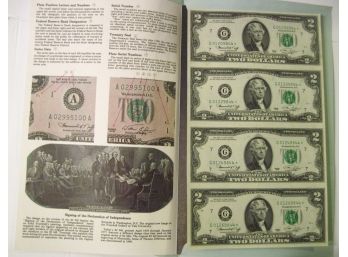 1976 4 BILL- UNCUT SHEET- $2 BUREAU OF ENGRAVING & PRINTING UNCIRCULATED NOTES