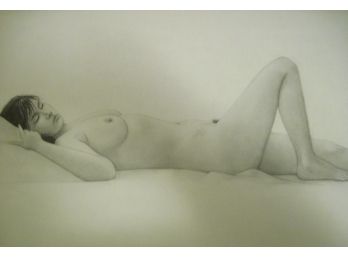 Stunning Lounging Full Body Female Nude 'DEBBI' Graphite Drawing 18x24'