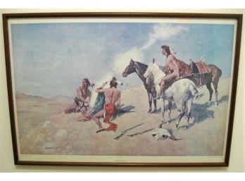 Frederic Remington 'The Smoke Signal' Print 28x40 ' Museum Of Western Art