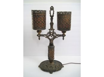 Outstanding Antique  J.J Braze & Co Art Deco Double Pierced Cut Shades Table Lamp