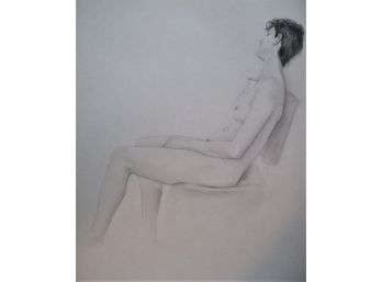 Seated Full Body Female Nude 'LISA' Graphite Drawing 18x24'