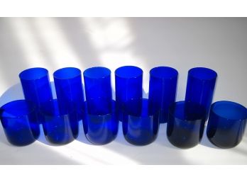 Group Of  Vintage Cobalt Blue Iced Tea Glasses & Tumblers