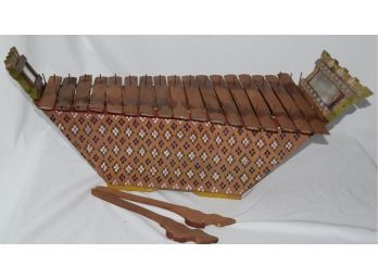 Very Unique Vintage Carved Wooden 17 Note Xylophone