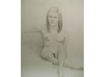 Full Body Seated  Female Nude 'JAMIE' Graphite Drawing 18x24'