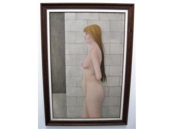 Standing Long Haired Redhead Female Nude Painting Signed W Nicholson