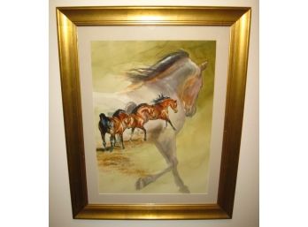 Listed Connecticut Artist Susan Dorazio Beautiful Large Horse Painting 'Ace In Sequence'